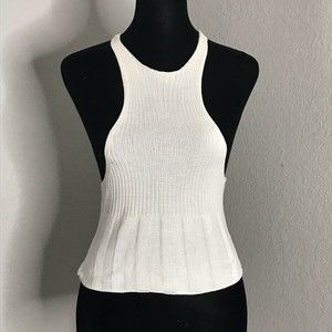 Intimately Free People Solid Rib Tank Expose Breast Ivory Racerback Size XS